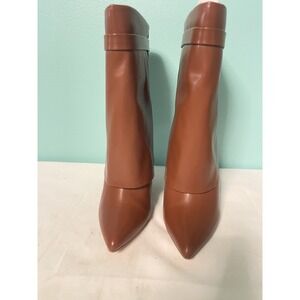 Liliana Brown‎ Faux Leather Pointy Toe Boots  Heel Womens Size 5.5